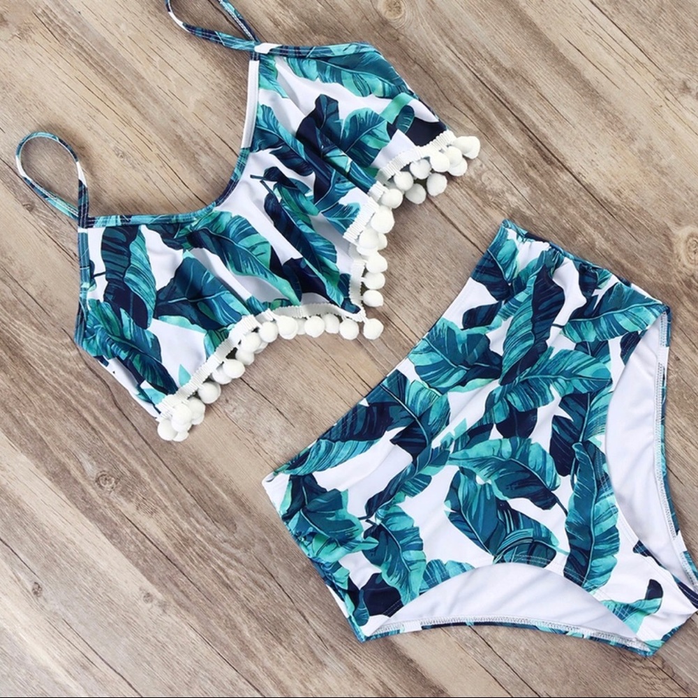 High waist padded bikini, jungle print